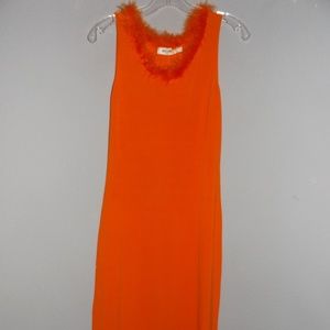 MOSCHINO JEANS BOA FEATHER TANGERINE DRESS size 6